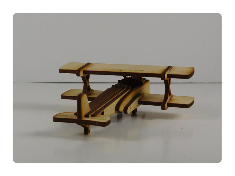 Wood Model Mini Biplane Puzzle Kit By-LazerModels