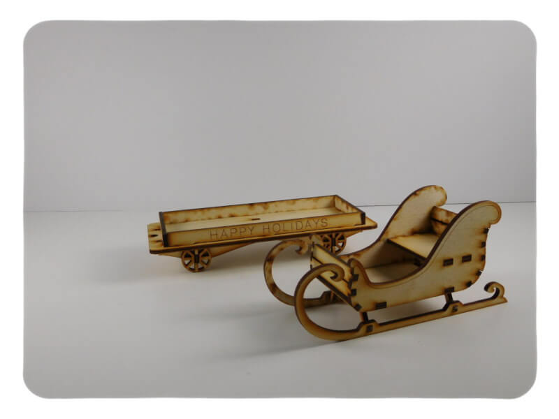 Wood Model Flat Car with Sleigh Kit By-LazerModels
