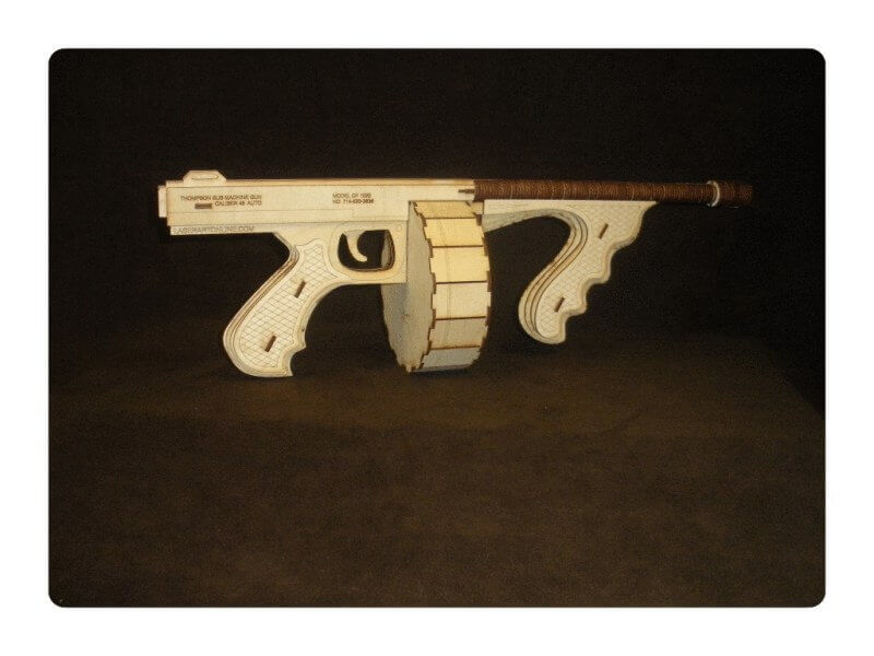 Wood Model Tommy Gun Kit By-LazerModels